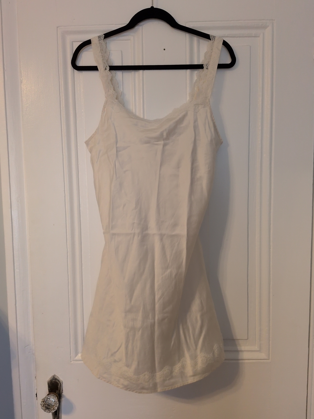Olga White Lace-Trim Slip